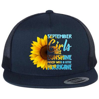 September Girls Are Sunshine Mixed With A Little Hurricane Flat Bill Trucker Hat