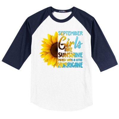 September Girls Are Sunshine Mixed With A Little Hurricane Baseball Sleeve Shirt