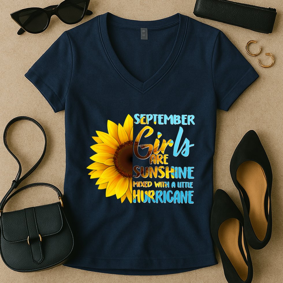 September Girls Are Sunshine Mixed With A Little Hurricane Women's V-Neck T-Shirt