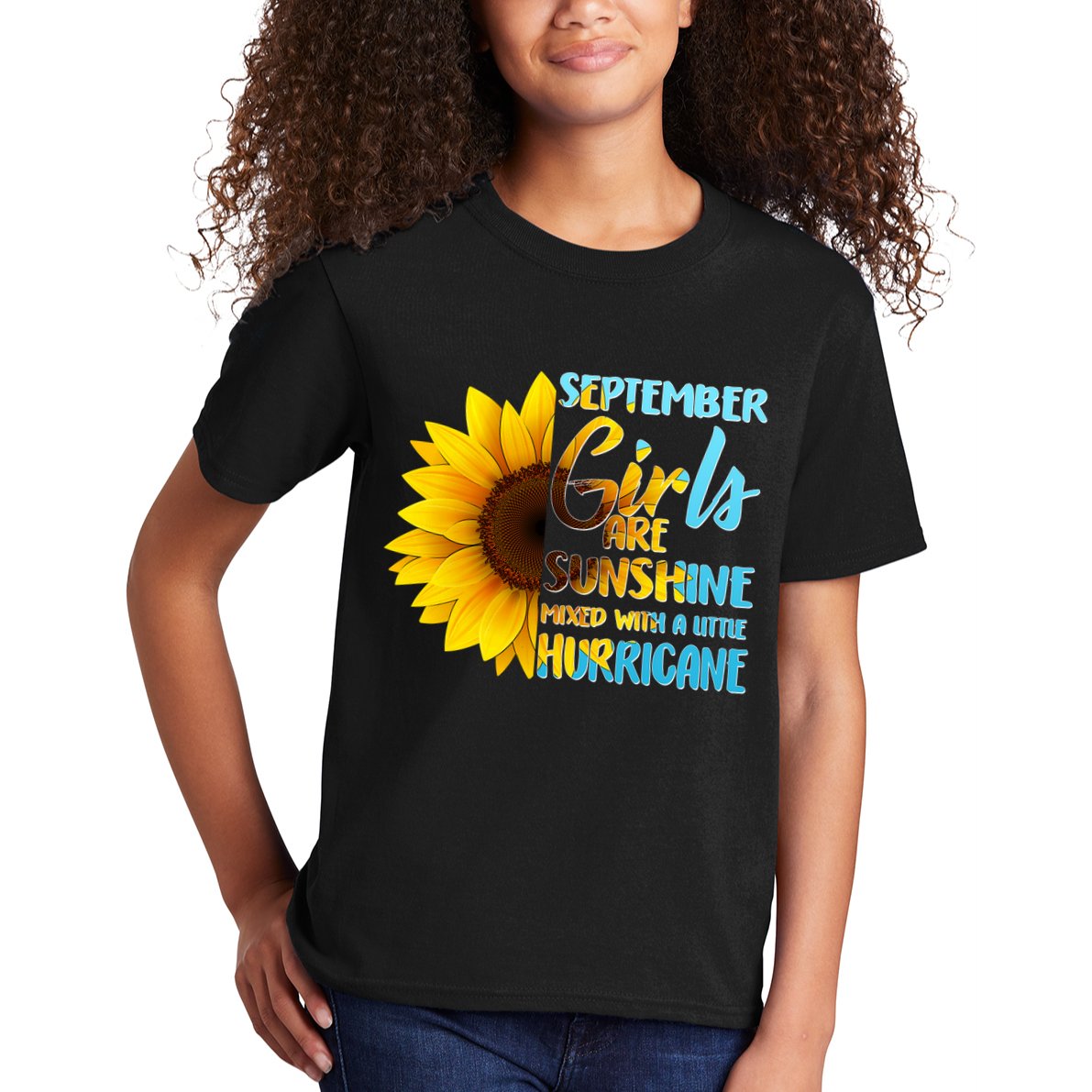 September Girls Are Sunshine Mixed With A Little Hurricane Kids T-Shirt