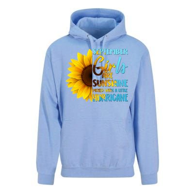 September Girls Are Sunshine Mixed With A Little Hurricane Unisex Surf Hoodie