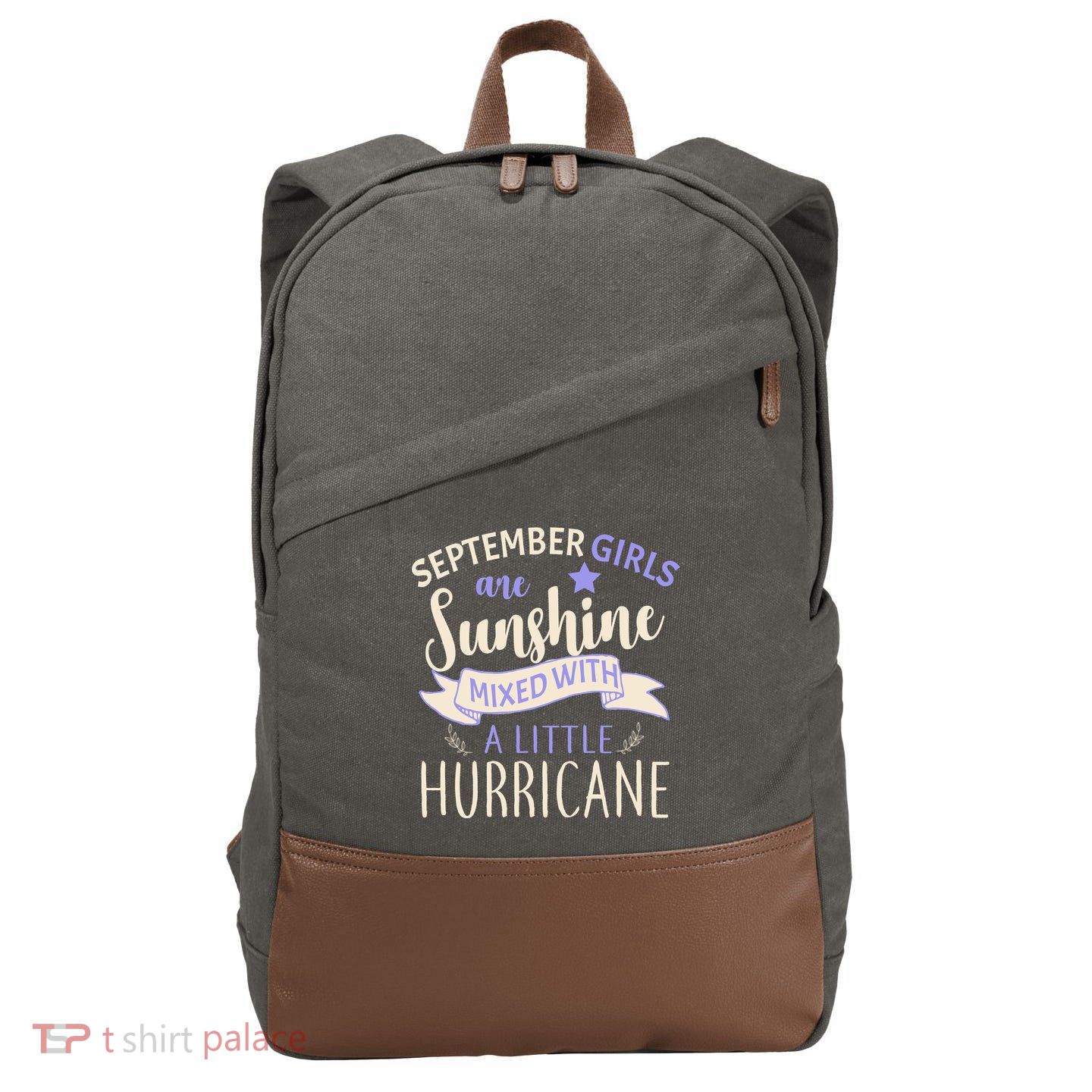 September Girls Are Sunshine Mixed With Hurricane Cotton Canvas Backpack