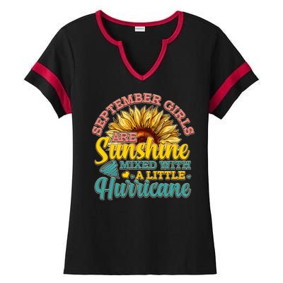 September Girls Sunshine And Hurricane Cute Ladies Halftime Notch Neck Tee