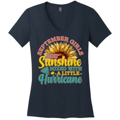 September Girls Sunshine And Hurricane Cute Women's V-Neck T-Shirt