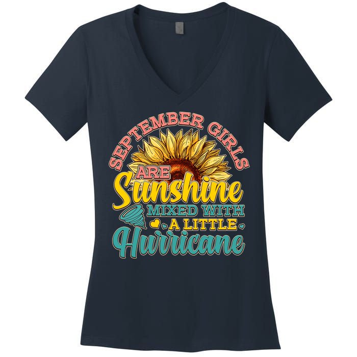 September Girls Sunshine And Hurricane Cute Women's V-Neck T-Shirt