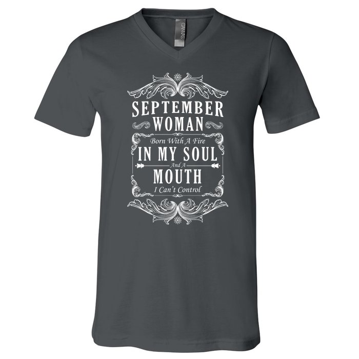 September Woman Funny Birthday V-Neck T-Shirt