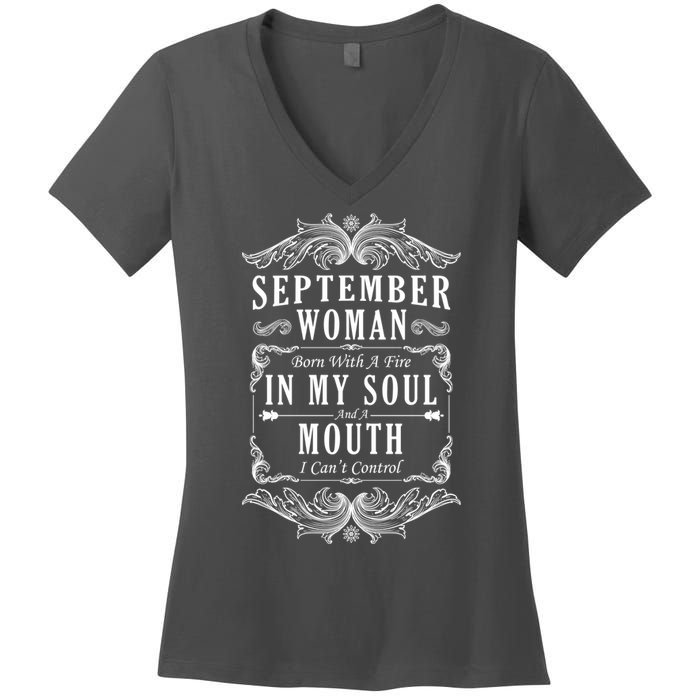 September Woman Funny Birthday Women's V-Neck T-Shirt