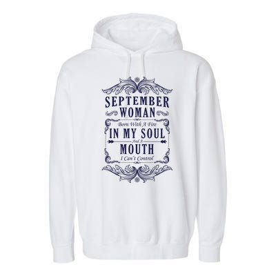 September Woman Funny Birthday Garment-Dyed Fleece Hoodie