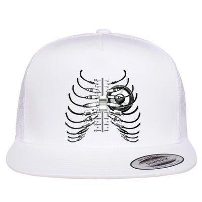 Sound Engineer Rib Cage Wired For Sound Flat Bill Trucker Hat