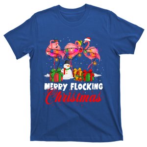 Santa Elf Reindeer Pink Flamingo Merry Flocking Christmas Cool Gift T-Shirt