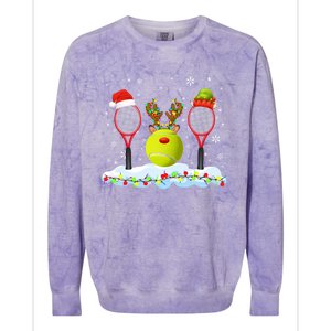 Santa Elf Reindeer Tennis Xmas Lights Tennis Player Gift Colorblast Crewneck Sweatshirt