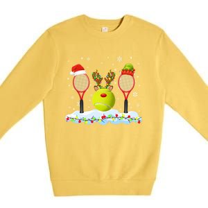 Santa Elf Reindeer Tennis Xmas Lights Tennis Player Gift Premium Crewneck Sweatshirt