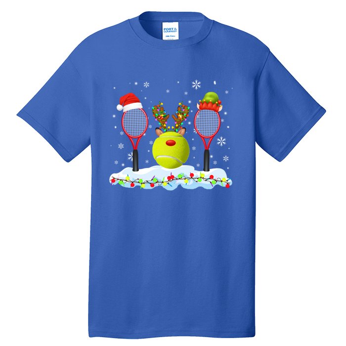 Santa Elf Reindeer Tennis Xmas Lights Tennis Player Gift Tall T-Shirt