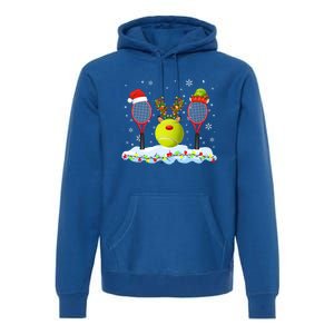 Santa Elf Reindeer Tennis Xmas Lights Tennis Player Gift Premium Hoodie