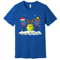 Santa Elf Reindeer Tennis Xmas Lights Tennis Player Gift Premium T-Shirt