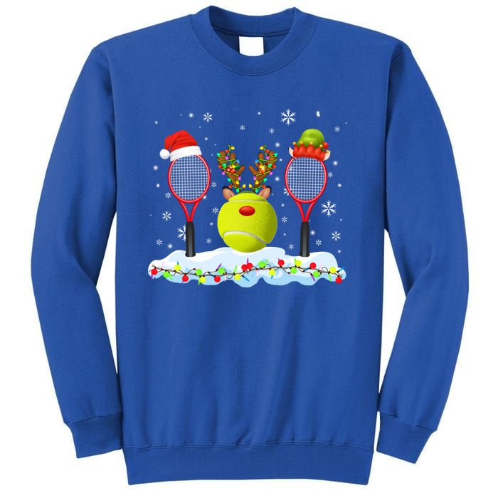 Santa Elf Reindeer Tennis Xmas Lights Tennis Player Gift Tall Sweatshirt