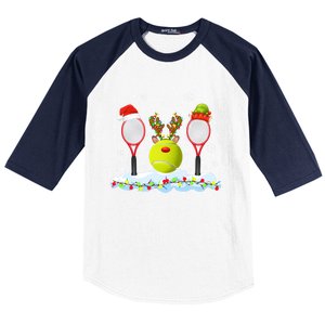 Santa Elf Reindeer Tennis Xmas Lights Tennis Player Gift Baseball Sleeve Shirt