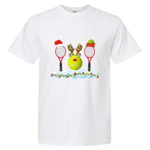 Santa Elf Reindeer Tennis Xmas Lights Tennis Player Gift Garment-Dyed Heavyweight T-Shirt