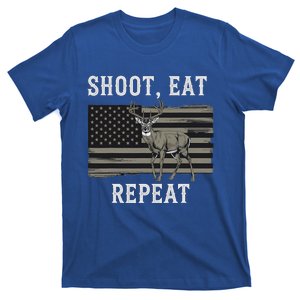 Shoot Eat Repeat Deer Hunting Usa Flag Deer Hunter T-Shirt