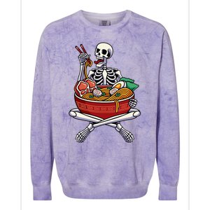 Skeleton Eating Ra Lazy Halloween Costume Japanese Food Colorblast Crewneck Sweatshirt