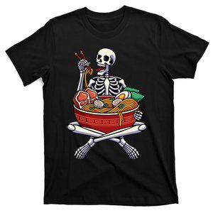 Skeleton Eating Ra Lazy Halloween Costume Japanese Food T-Shirt