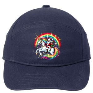 Santa Elf Riding Unicorn Rainbow Christmas Gift 7-Panel Snapback Hat