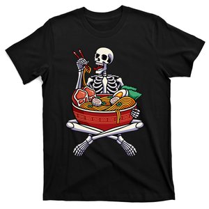 Skeleton Eating Ramen Lazy Halloween Costume Japanese Food T-Shirt