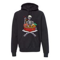 Skeleton Eating Ramen Lazy Halloween Costume Japanese Food Premium Hoodie