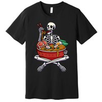 Skeleton Eating Ramen Lazy Halloween Costume Japanese Food Premium T-Shirt