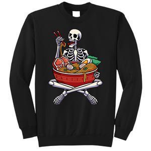 Skeleton Eating Ramen Lazy Halloween Costume Japanese Food Tall Sweatshirt