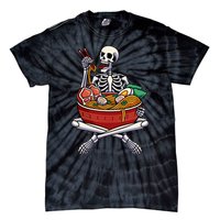 Skeleton Eating Ramen Lazy Halloween Costume Japanese Food Tie-Dye T-Shirt