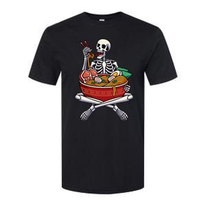 Skeleton Eating Ramen Lazy Halloween Costume Japanese Food Softstyle CVC T-Shirt