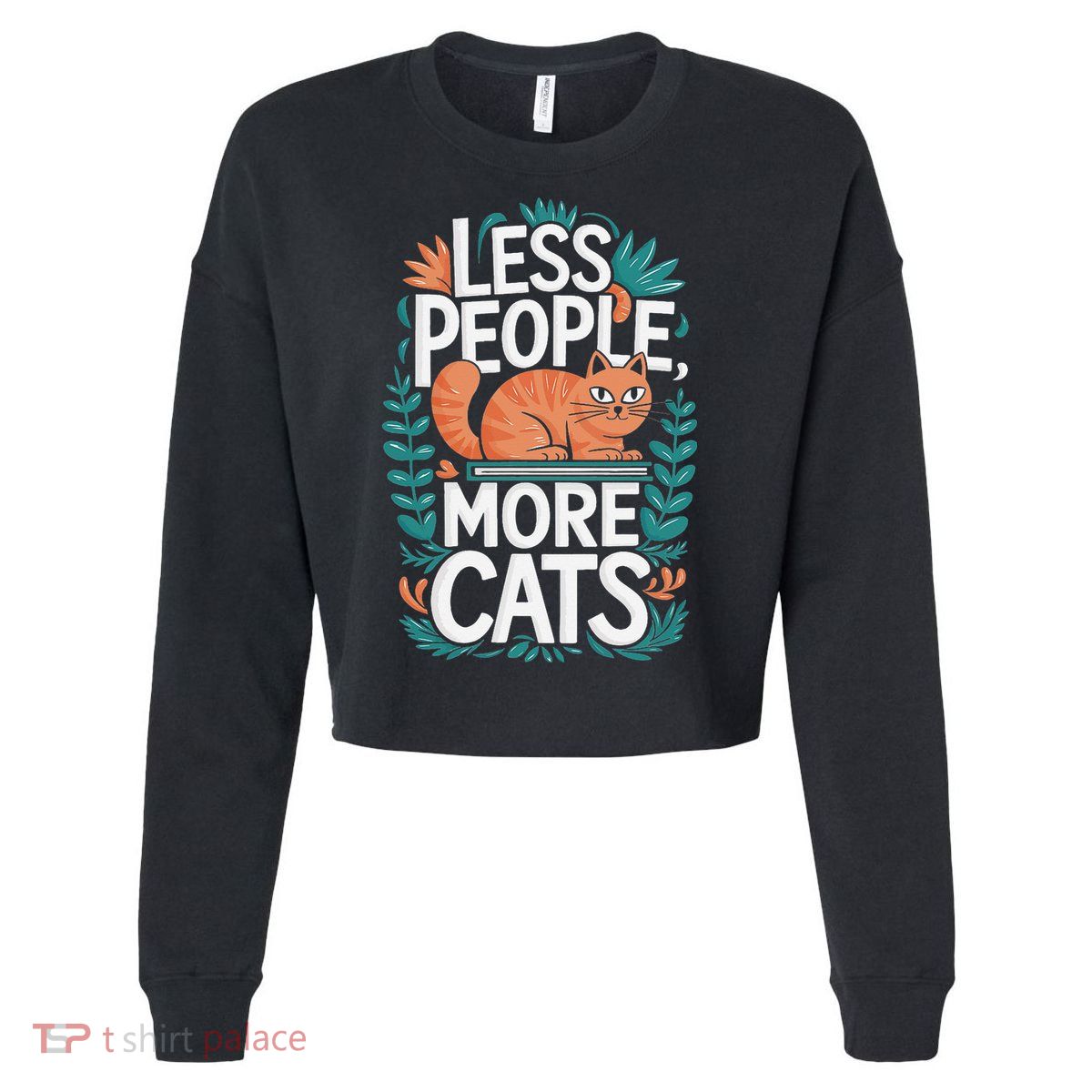 School Education Reading Teacher Knowledge Power Cat Book Cropped Pullover Crew