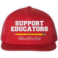 Support Educators Red for Ed for Teachers Flat Bill Trucker Hat