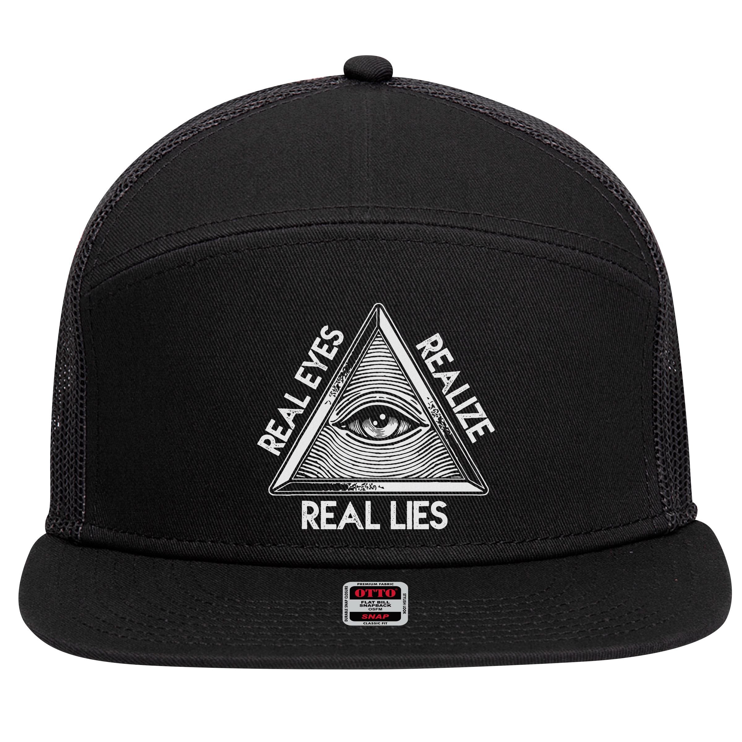 Seeing Eye Realize Real Lies 7 Panel Mesh Trucker Snapback Hat