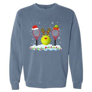 Santa Elf Reindeer Tennis Xmas Lights Tennis Player Gift Garment-Dyed Sweatshirt