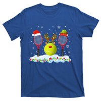 Santa Elf Reindeer Tennis Xmas Lights Tennis Player Gift T-Shirt