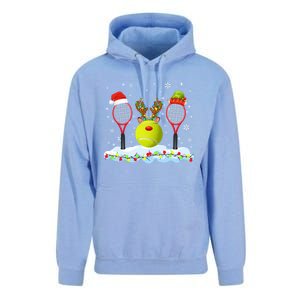 Santa Elf Reindeer Tennis Xmas Lights Tennis Player Gift Unisex Surf Hoodie