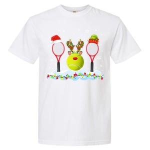 Santa Elf Reindeer Tennis Xmas Lights Tennis Player Gift Garment-Dyed Heavyweight T-Shirt