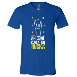 Special Education Rocks Special Education Teacher Gift V-Neck T-Shirt