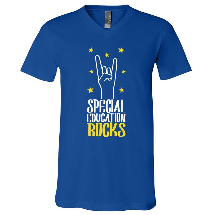 Special Education Rocks Special Education Teacher Gift V-Neck T-Shirt