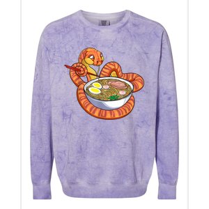 Snake Eating Ramen Kawaii Snake Japanese Noodle Colorblast Crewneck Sweatshirt