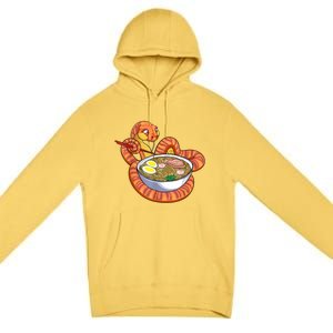 Snake Eating Ramen Kawaii Snake Japanese Noodle Premium Pullover Hoodie