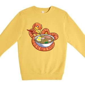 Snake Eating Ramen Kawaii Snake Japanese Noodle Premium Crewneck Sweatshirt