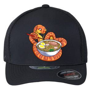 Snake Eating Ramen Kawaii Snake Japanese Noodle Flexfit Unipanel Trucker Cap