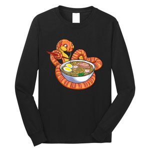 Snake Eating Ramen Kawaii Snake Japanese Noodle Long Sleeve Shirt