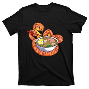 Snake Eating Ramen Kawaii Snake Japanese Noodle T-Shirt