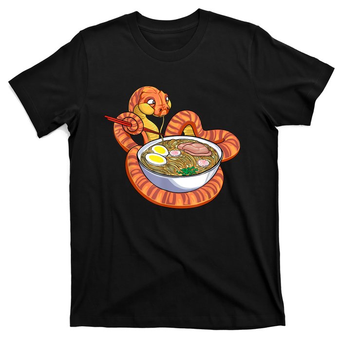 Snake Eating Ramen Kawaii Snake Japanese Noodle T-Shirt