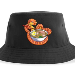 Snake Eating Ramen Kawaii Snake Japanese Noodle Sustainable Bucket Hat