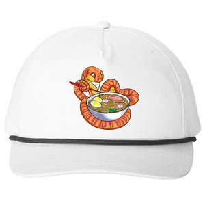 Snake Eating Ramen Kawaii Snake Japanese Noodle Snapback Five-Panel Rope Hat